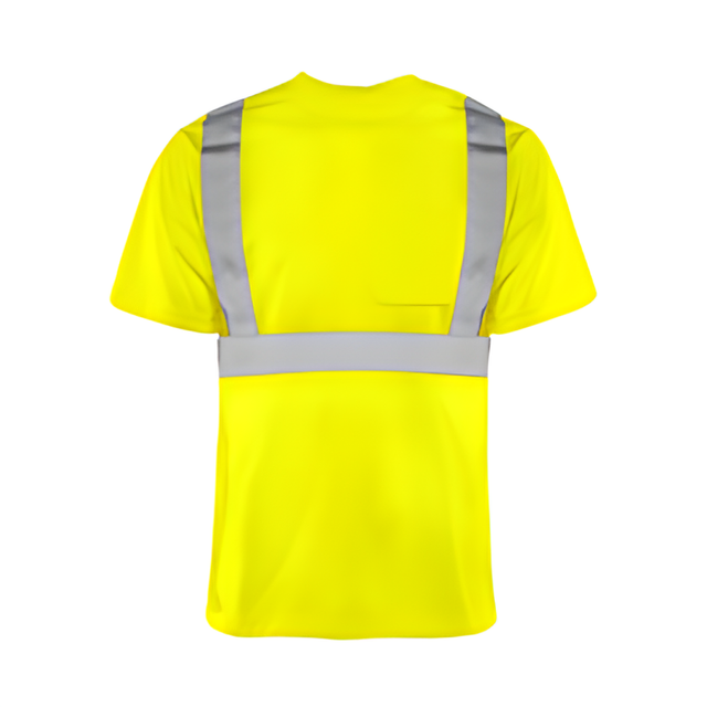 Short Sleeved Traffic T-Shirt, Polyester, Yellow, 2" Reflective Tape, 3X Large