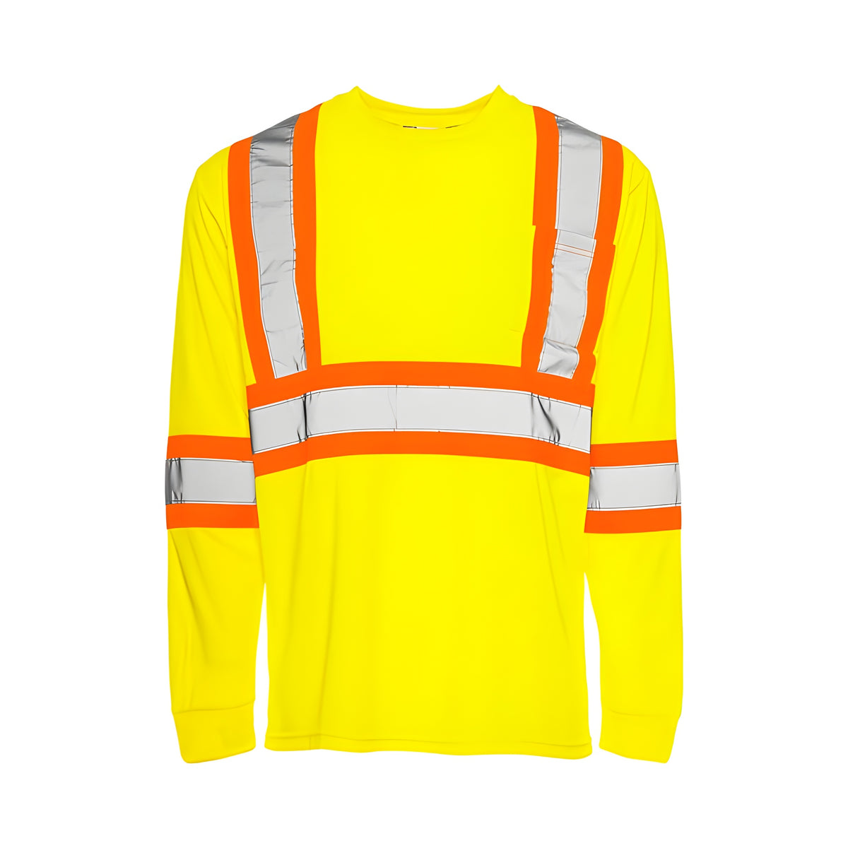 Long Sleeved Traffic T-Shirt, Polyester, Yellow, 4" Reflective Tape, 3XL- 1 Each