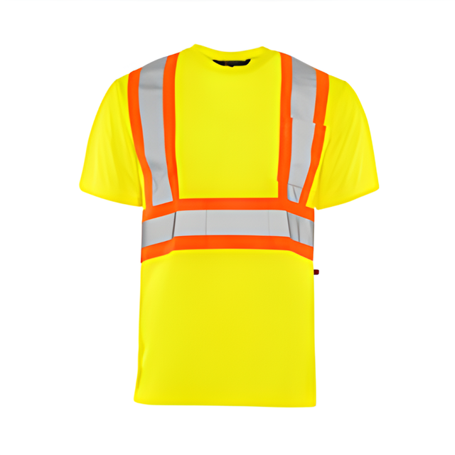 Short Sleeved Traffic T-Shirt, Cotton, Yellow, 4" Reflective Tape, 4X Large