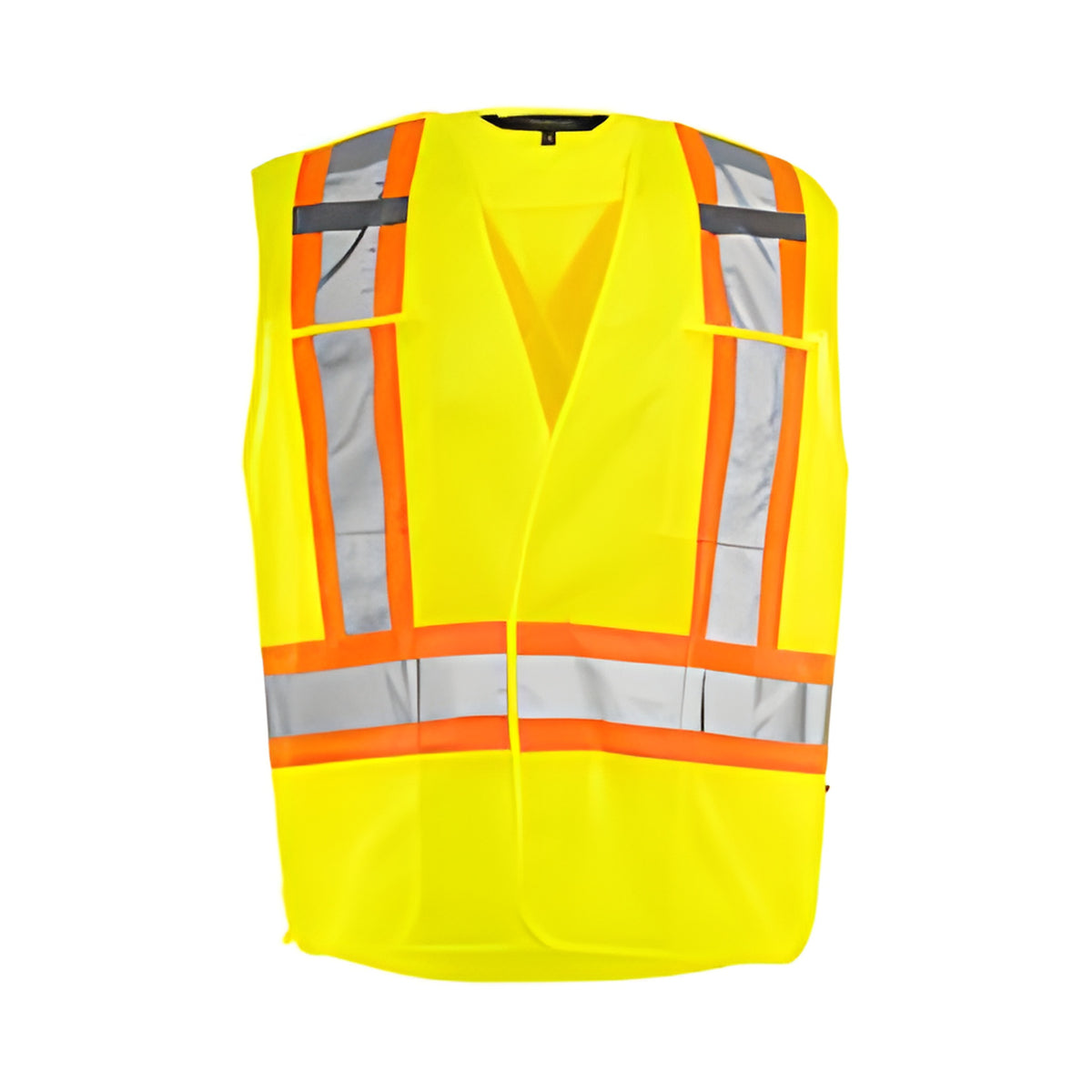 5 Pt. Tearaway Mesh Traffic Vest, 4" Reflective Tape, 4 Pockets, Yellow, Small / Medium- 1 Each