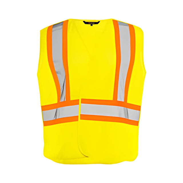 Hi Vis 5 Pt. Tearaway Mesh Traffic Vest, 4" Reflective Tape, Yellow, Small / Medium