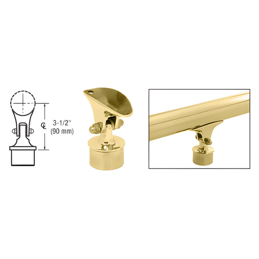 CRL adjustable handrail saddle HR20VAPB, polished brass finish, adjustable angle mount for 3-1/8" centerline