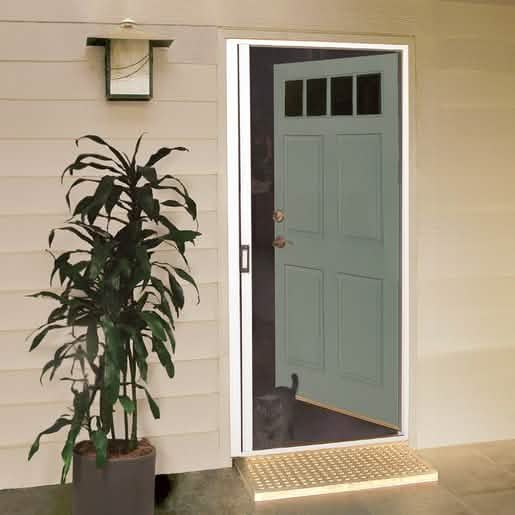 CRL White 84" Euro Retractable Screen Door Kit - Sleek design, easy installation.