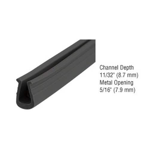 CRL Black Glazing Vinyl 100' Roll, 11/32" Channel, 5/16" Metal Opening - Durable Sealant