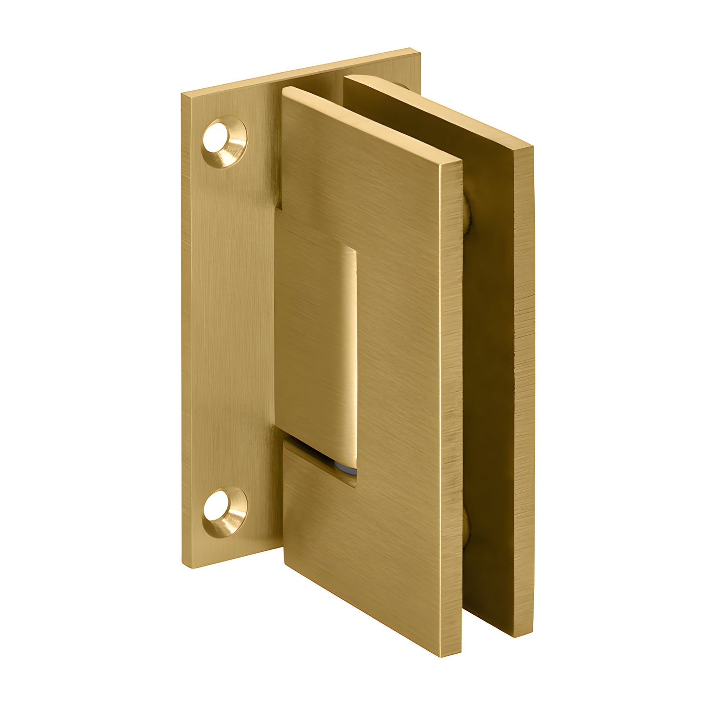 GEN037SB satin brass Geneva shower hinge, full back plate, fits 8-12 mm tempered glass