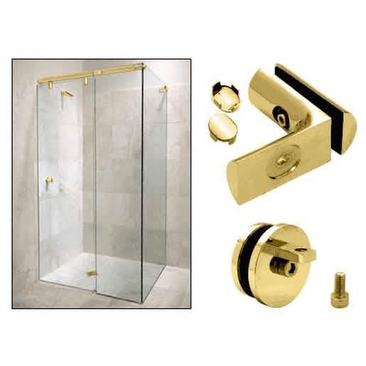 CRL Brass Hydroslide 90° Wall-to-Glass Sliding Shower Door Accessory Kit - Sleek Design