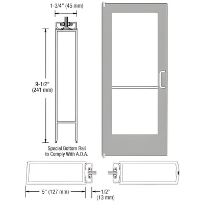 CRL-U.S. Aluminum 550 Clear Anodized 3x7 Glass Door Inactive Leaf