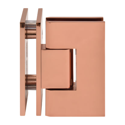 CRL Vienna V1E092RG rose-gold solid brass 90 glass-to-glass shower hinge, square edges for 10-12mm glass.