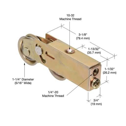 Close-up of CRL 1-1/4" Steel Ball Bearing Sliding Glass Door Roller with 3/4" Housing.