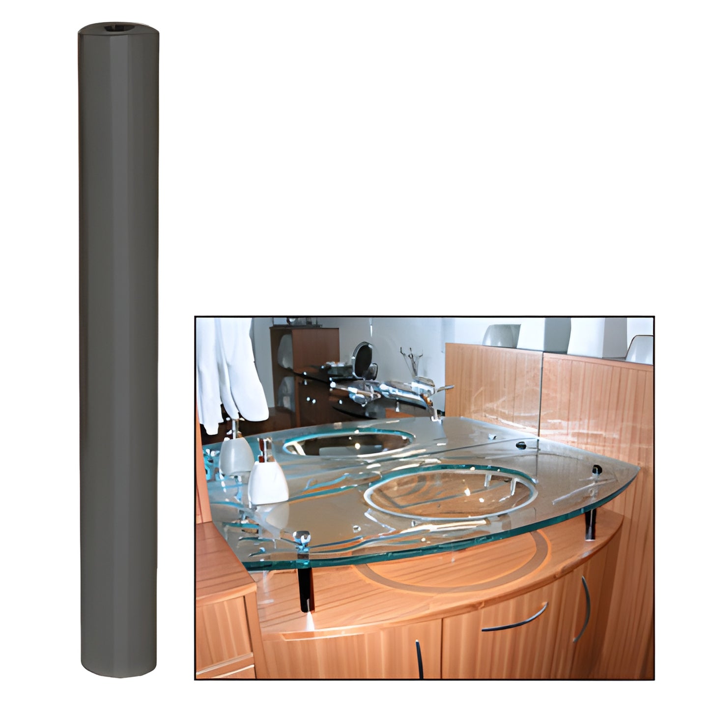 Matte black 3/4" metal standoff, 6" length for glass mounting (CRL SKU S0B346MBL)