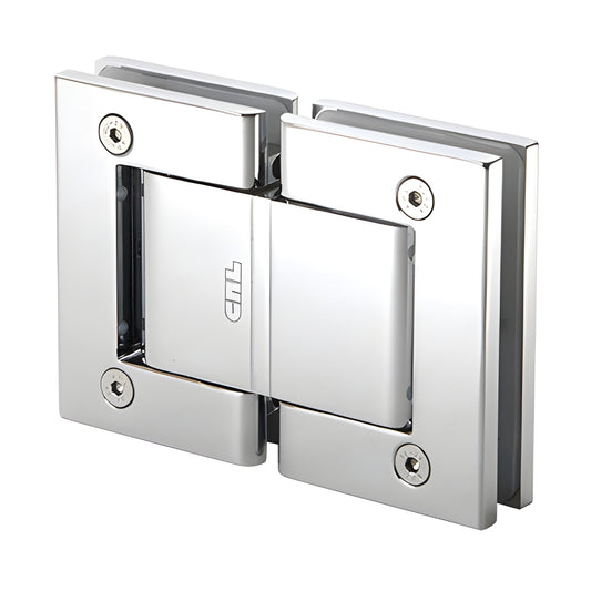 CRL H8215CH polished chrome 180 glass-to-glass self-closing hinge, oil-dynamic, for 3/8 in (10 mm) glass