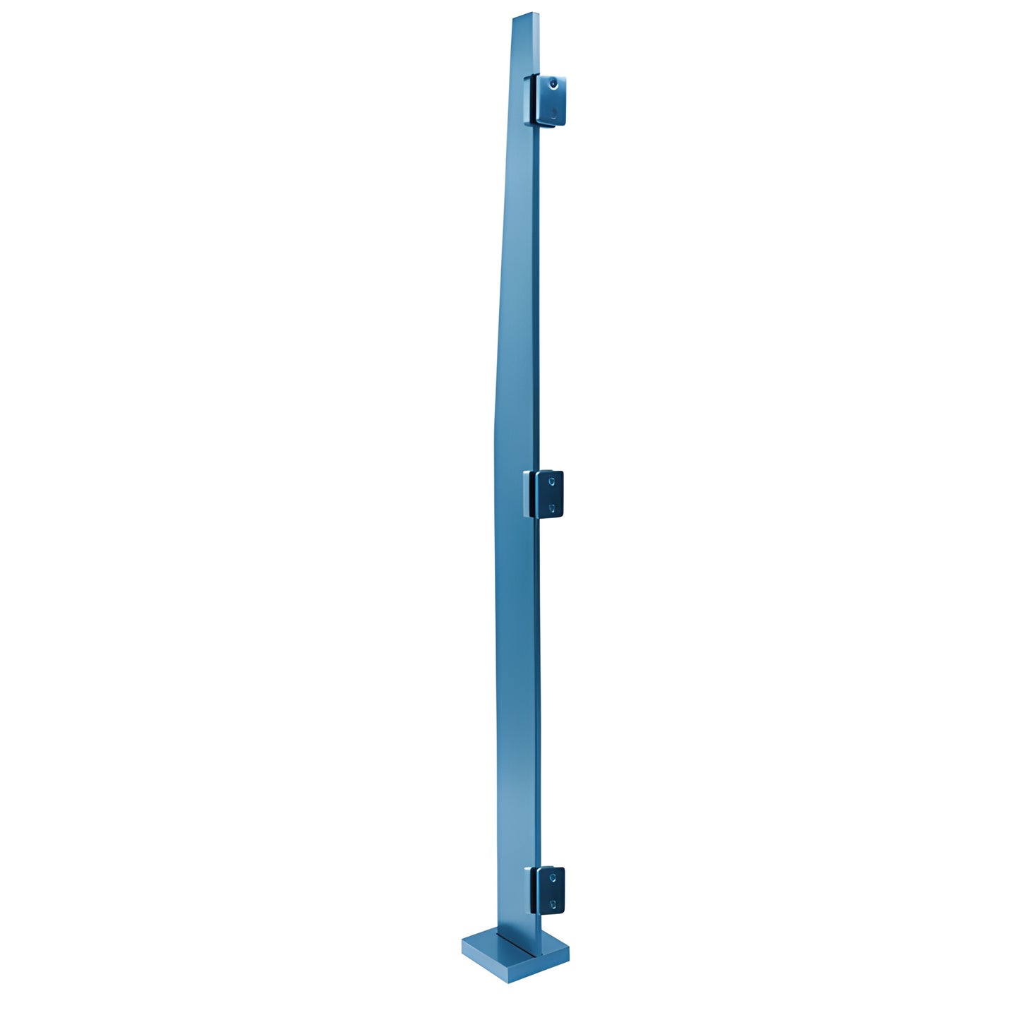 MET01CRPTC Metropolis powder-coated stainless steel windscreen post, ultra-slim 3/4" face trim, mounting brackets, blue finis