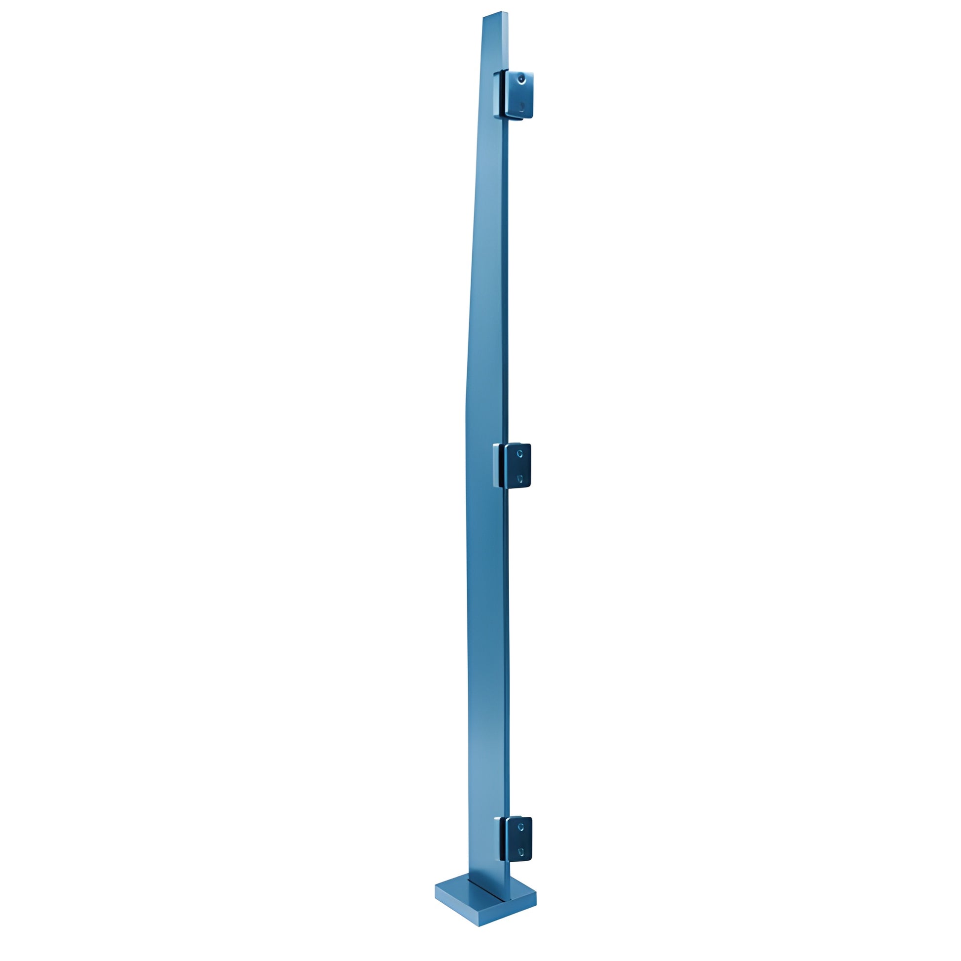 MET01CRPTC Metropolis powder-coated stainless steel windscreen post, ultra-slim 3/4" face trim, mounting brackets, blue finis