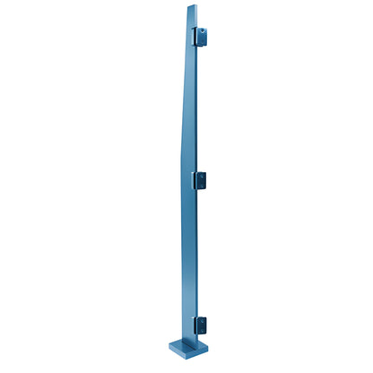 MET01CRPTC Metropolis powder-coated stainless steel windscreen post, ultra-slim 3/4" face trim, mounting brackets, blue finis