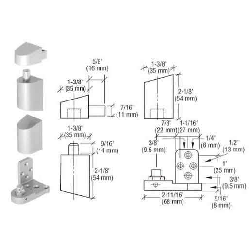 CRL Aluminum Offset Right Hand Pivot Set - Sleek, Durable Door Hardware for Flush Frames