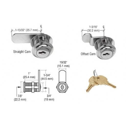 CRL Brushed Nickel Cam Lock - Keyed Alike, secure and stylish lock for cabinets and drawer