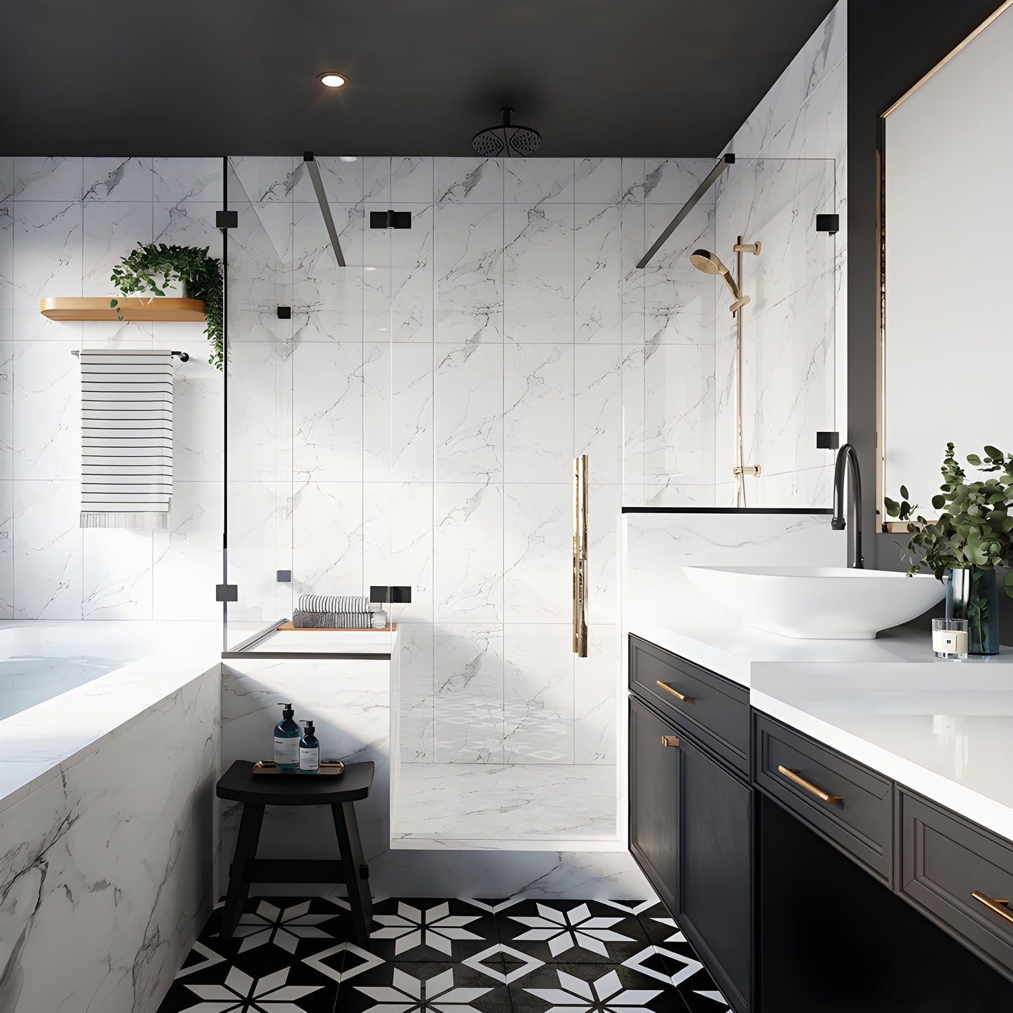 Satin brass LU090SB Lugano glass-to-glass corner clamp for 8-10mm shower glass, compact V-shaped design