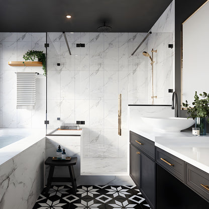 Lugano LUG180LSB satin brass concealed glass door hinge for 8-10mm tempered glass, square profile, self-centering.