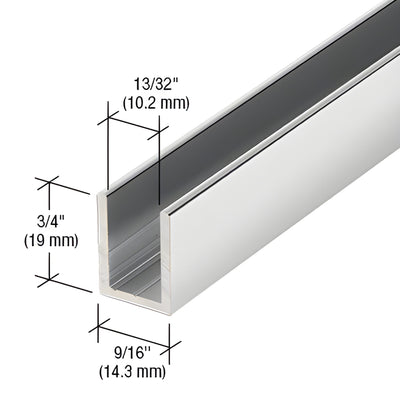 CRL Brite Anodized Frameless Shower Door Aluminum Deep U-Channel for 3/8" Thick Glass - 144"