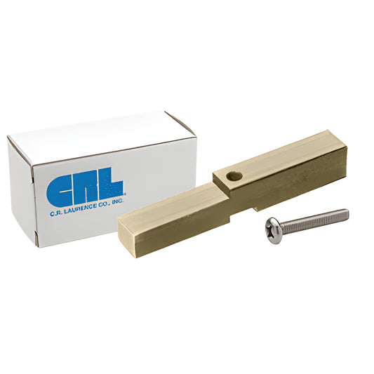 Brushed bronze brass adapter block (SKU HAB01BBRZ) with mounting screw and white box