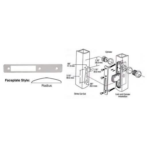 CRL Aluminum Radius Faceplate for DL2110 Long Throw Deadlocks - Durable and Sleek Design