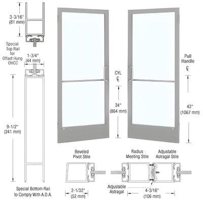 CRL-U.S. Aluminum Clear Anodized 72x84 Narrow Stile Entry Door Pair