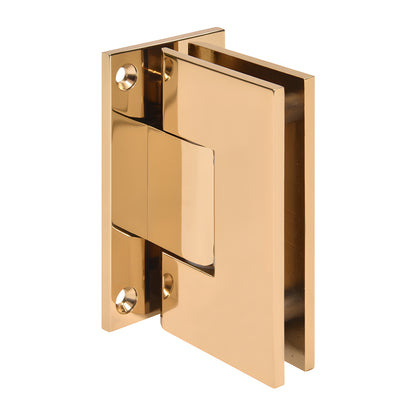 French Gold brass adjustable Vienna shower hinge, wall-mount full back plate for 3/8-1/2" tempered glass
