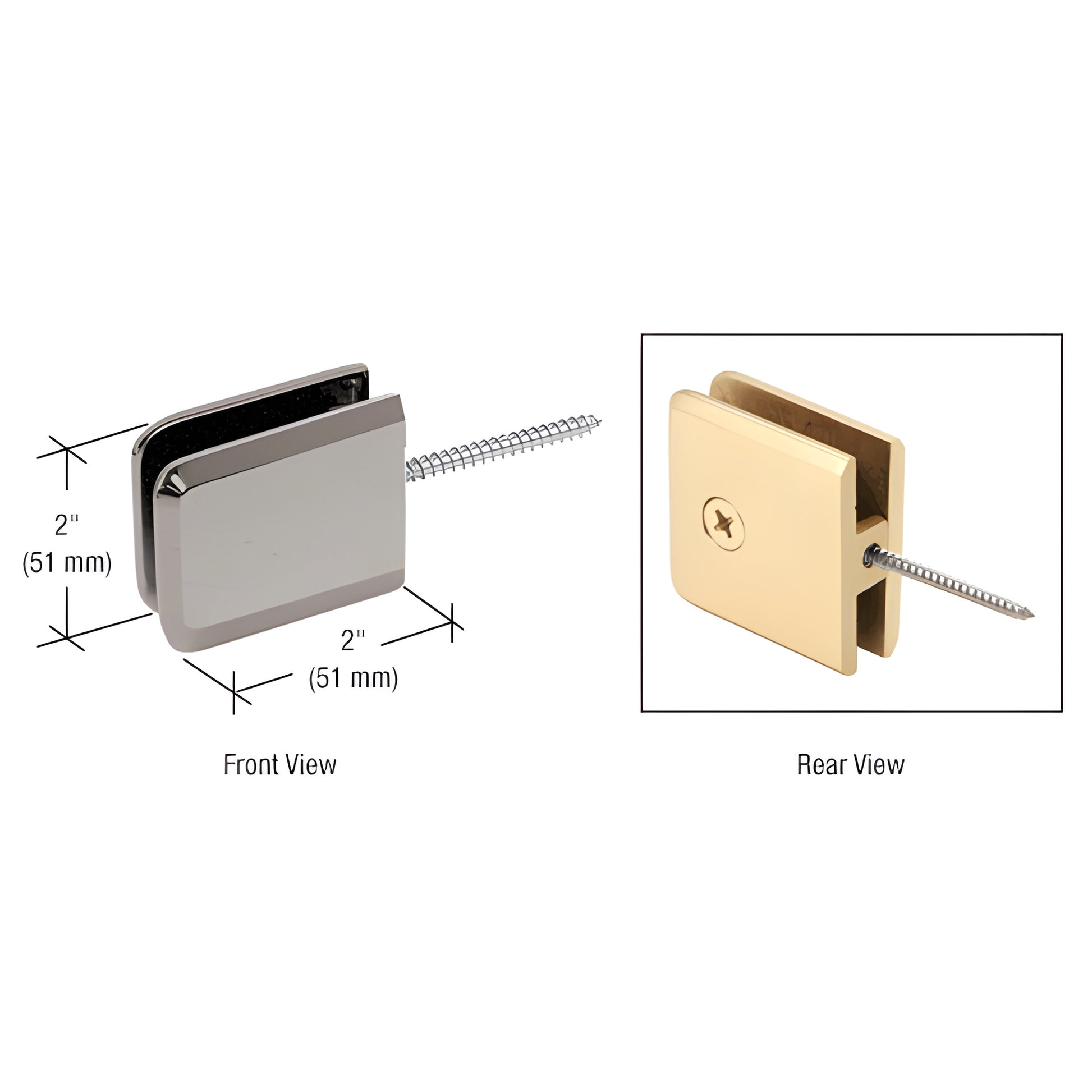 BGC186BN beveled wall-mount movable transom clamp, brushed nickel brass, 2 2 in, for 3/8-1/2 in tempered glass