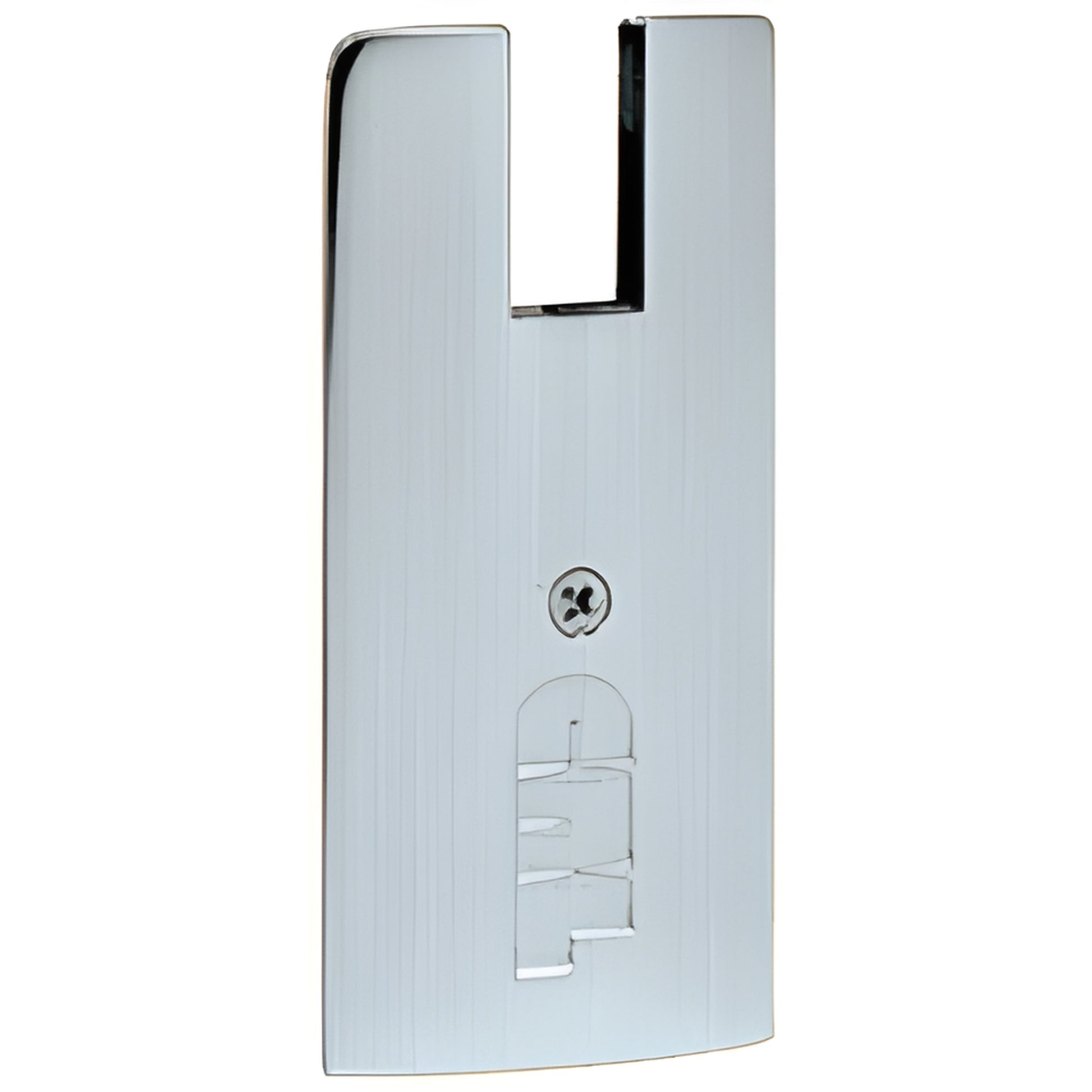 Brushed stainless steel square end cap for Wedge-Lock door rail, 4" height, SKU DREC4SBS34