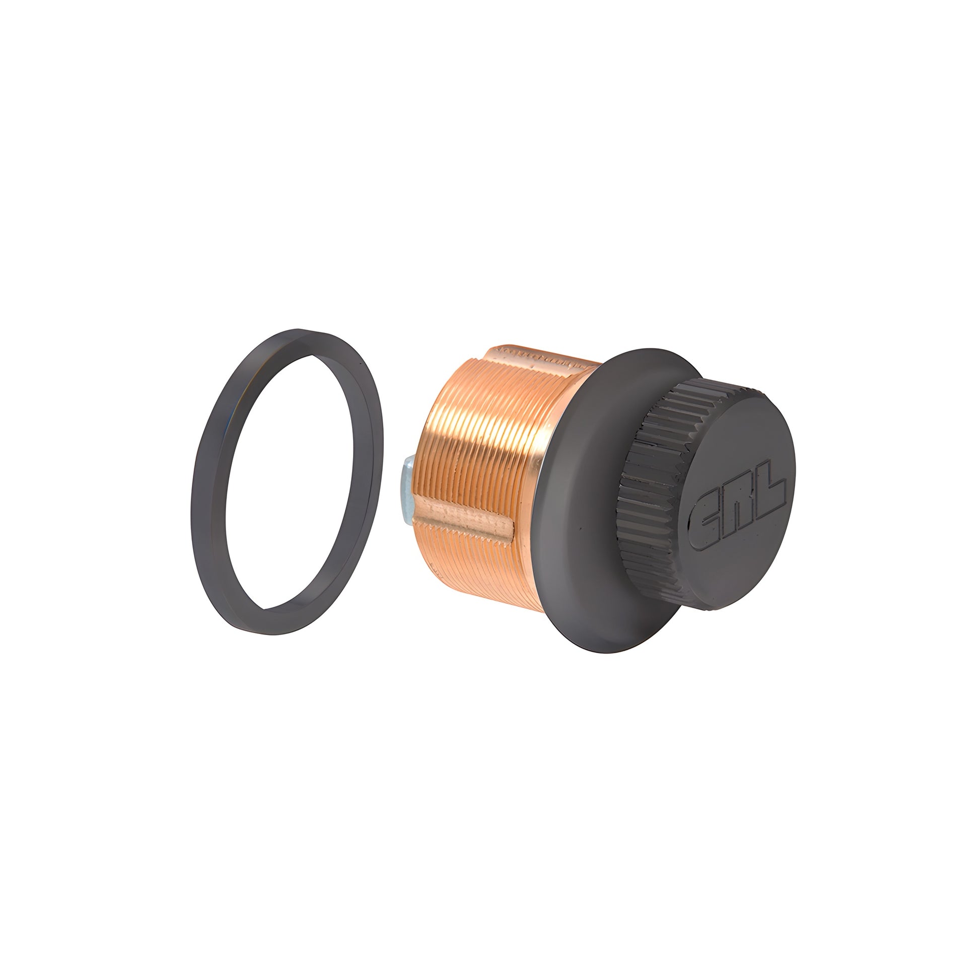 DRA22DU low-profile dark bronze thumbturn mortise cylinder, brass body with gasket, for standard bottom rail locks