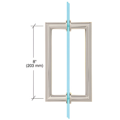 CRL Satin Nickel 8" MT Series Round Tubing Mitered Corner Back-to-Back Pull Handle