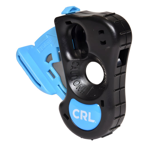 CRL NC600 compact portable sealant nozzle cutter, black and blue, locking blade trims cartridge tips