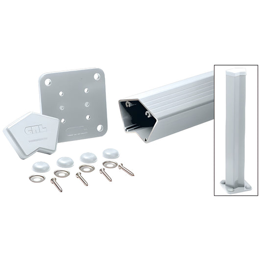 42 in aluminum 135 railing post kit (SKU 1P542KM) with base plate, post cap, gasket, screws and washers