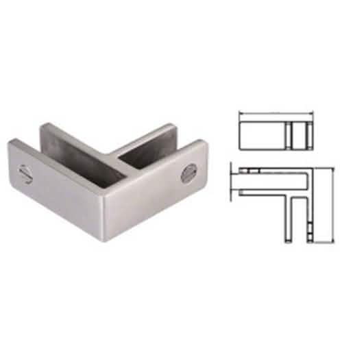 CRL 316 Brushed Stainless 90° Glass Bracing Clamp for 21.52mm Glass - Durable & Stylish