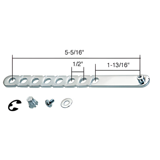 Steel universal break-away jalousie window link arm (5-5/16") with 1/2" break segments and included hardware