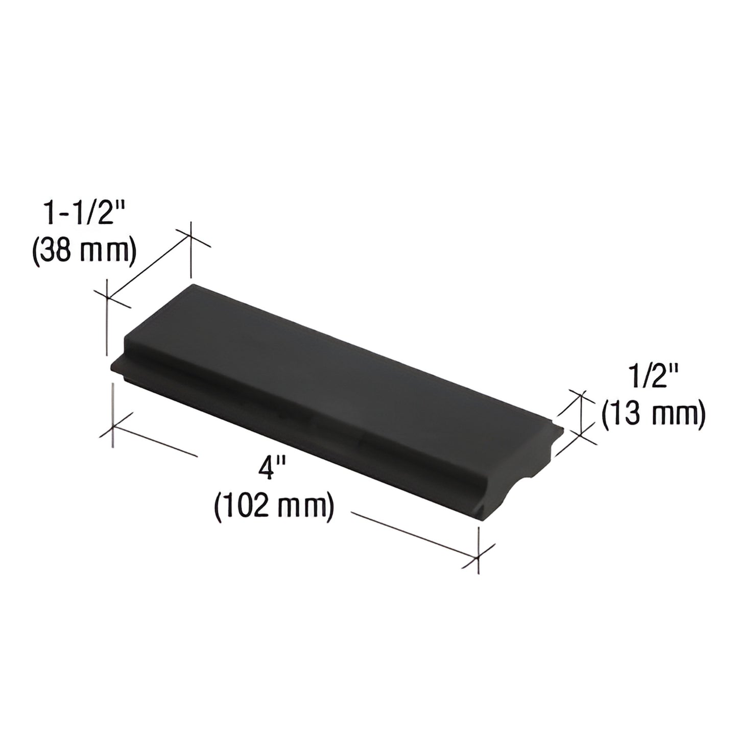 SB910 black EPDM glazing gasket for 1" glazing, extruded aluminum frames; 4" long x 1.5" wide x 0.5" high, pack of 100
