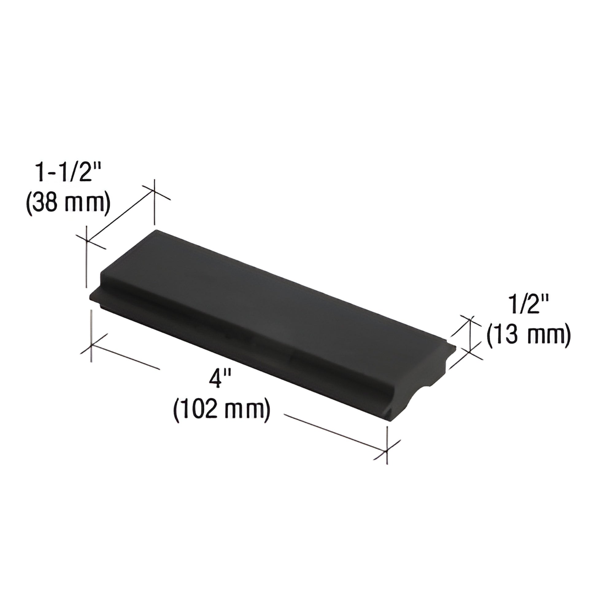 SB910 black EPDM glazing gasket for 1" glazing, extruded aluminum frames; 4" long x 1.5" wide x 0.5" high, pack of 100