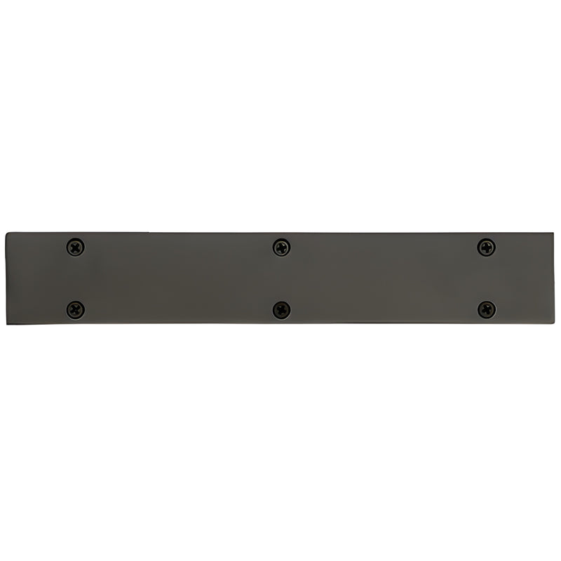 Rectangular end cap (CRL 8010) in bronze finish with six screw heads, for sunshade tube end protection and finished look