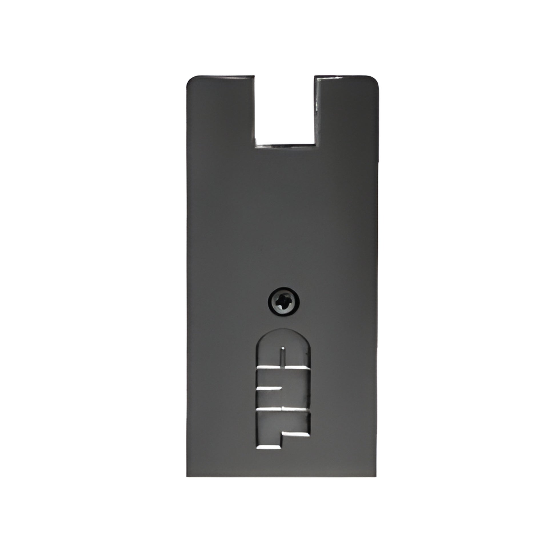 Gloss black aluminum end cap for 4" square Wedge-Lock door rail (SKU DREC4SBL), fits 3/8-1/2" glass