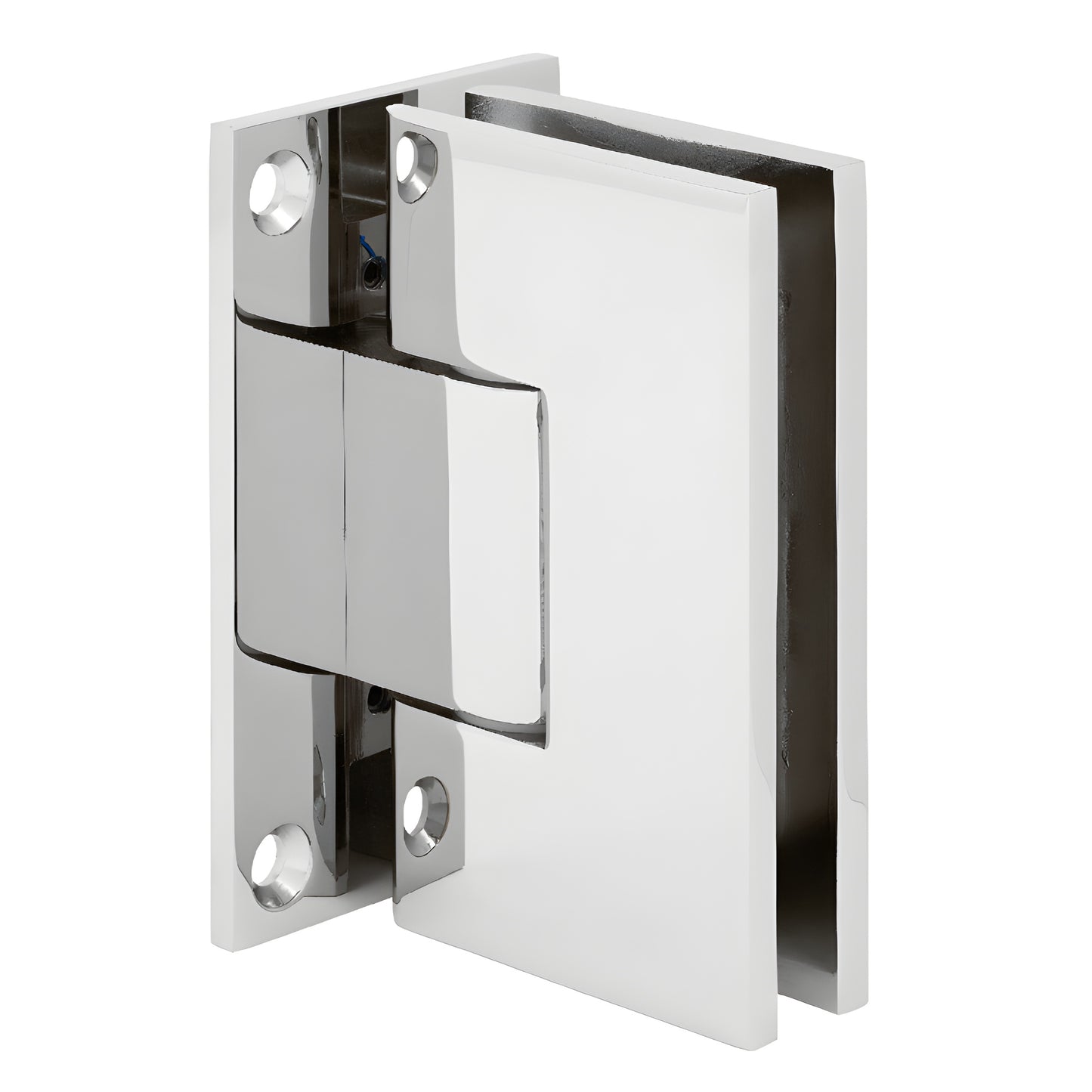 VCT037CH polished chrome solid-brass frameless shower door hinge, wall-mount self-centering for 3/8-1/2 in. glass