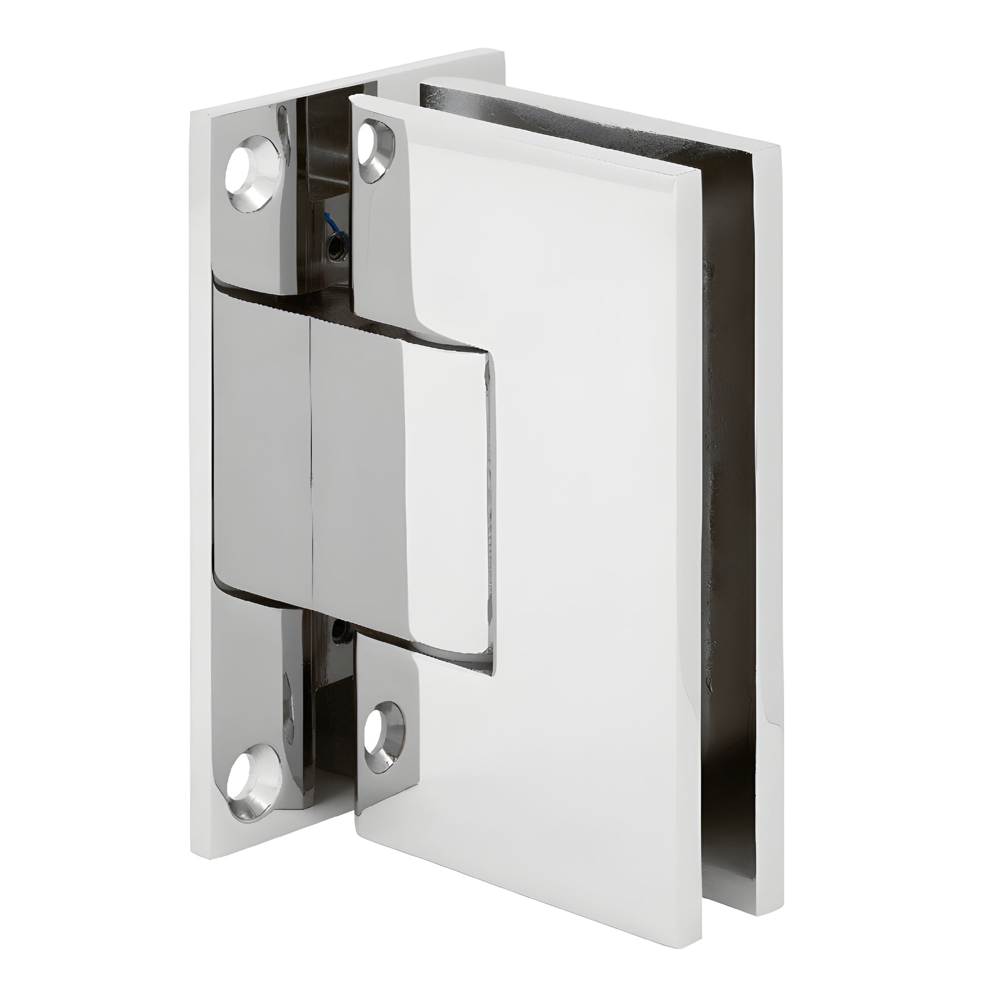 VCT537CH polished chrome Victoria shower hinge for 3/8 to 1/2 in glass, heavy-duty brass, wall-mount, self-centering.