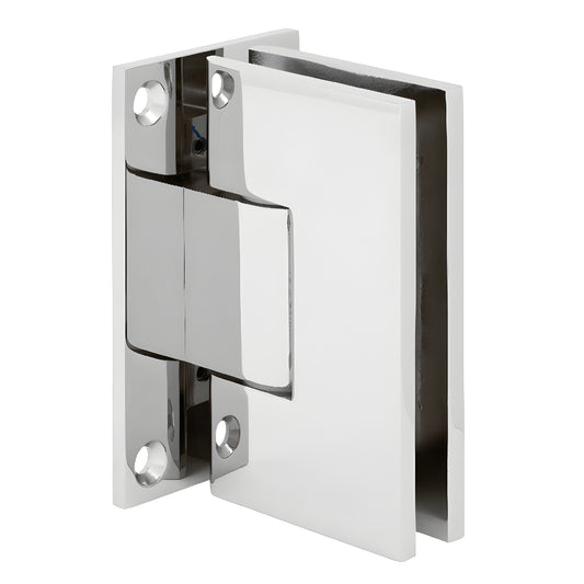 VCT537CH polished chrome Victoria shower hinge for 3/8 to 1/2 in glass, heavy-duty brass, wall-mount, self-centering.