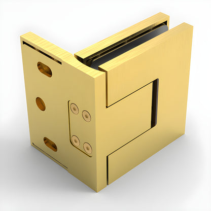 BEL344SB Bellagio satin brass frameless glass shower hinge, square profile for 8-10mm glass, wall-mount