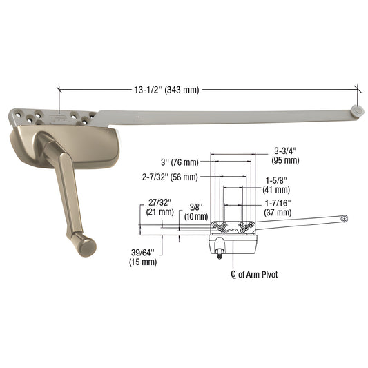 Ellipse single-arm casement operator, coppertone finish, 13.5" arm - SKU EP24196