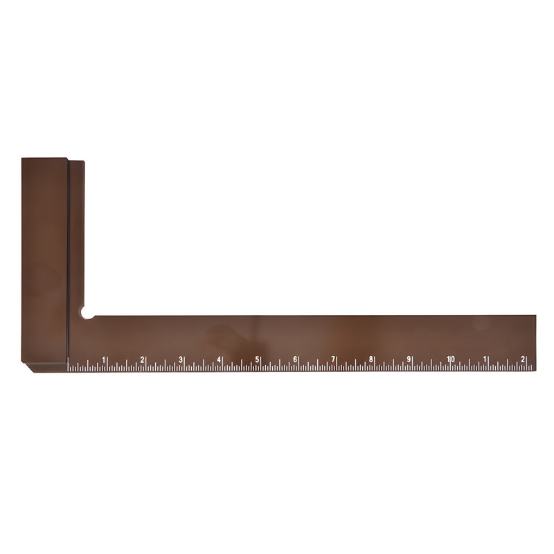 Brown 12 in CRL mini L-square plastic ruler for glass, mirror and tile cutting, non-scratch SKU L12V2