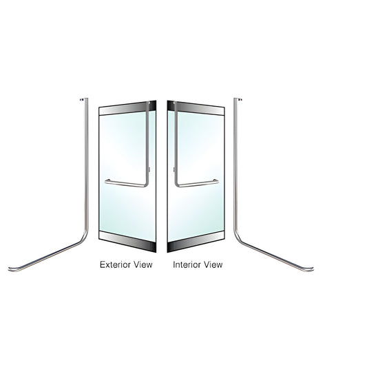 DH100D2RBS brushed stainless tubular access handle for 1/2-inch glass doors, left-hand, 1-1/4 in diameter