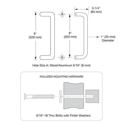 CRL 8-inch Polished Brass Offset Pull Handle - Elegant, Durable Door Hardware Solution