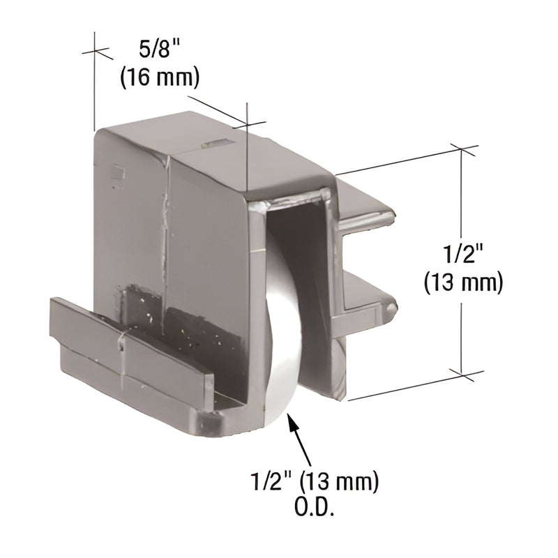 CRL G3171 window roller assembly - black 5/8" plastic housing with 1/2" flat stainless steel roller (pack of 2)