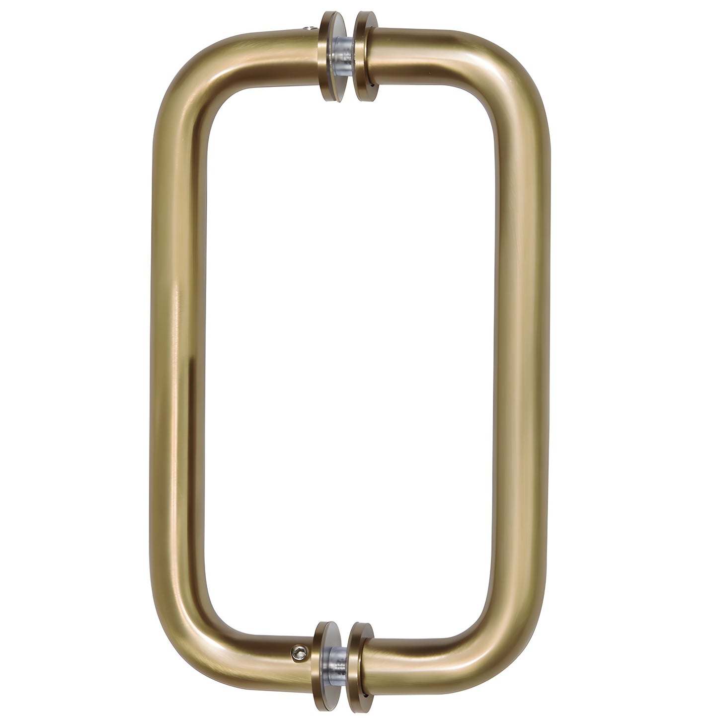 Brushed bronze solid brass rectangular shower door pull handle, back-to-back style, 3/4" dia, 8" center (SKU SPH8BBRZ)