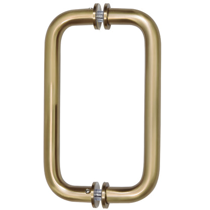 Brushed bronze solid brass rectangular shower door pull handle, back-to-back style, 3/4" dia, 8" center (SKU SPH8BBRZ)